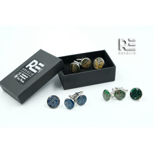 Acél kör mandzsetta díszdobozban - saját céges emblémázási lehetőséggel 