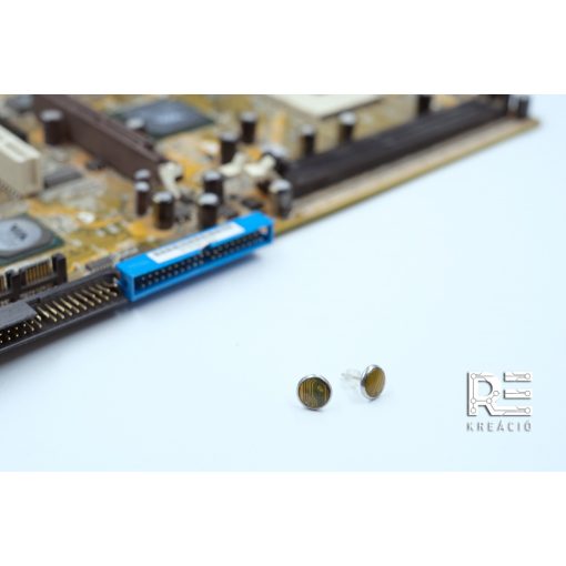 Acél bedugós fülbevaló alaplapból - sárga