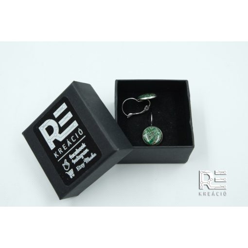 Acél francia kapcsos fülbevaló alaplapból - zöld