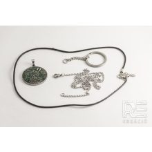 Acél ovális medál nyomtatott áramkörből - piros