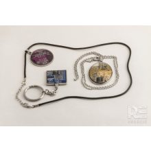 Acél ovális medál nyomtatott áramkörből - piros