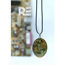 Acél ovális medál nyomtatott áramkörből - sárga