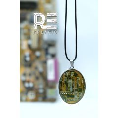 Acél ovális medál nyomtatott áramkörből - sárga