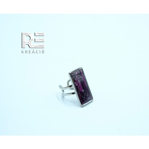 Acél téglalap gyűrű- lila