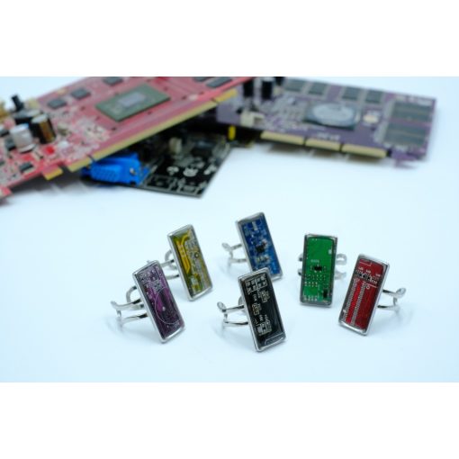 Acél téglalap gyűrű- lila