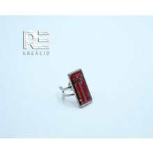Acél téglalap gyűrű- piros