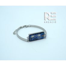 Acél téglalap karkötő- kék