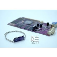 Acél téglalap karkötő- lila