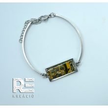 Acél téglalap karkötő- sárga