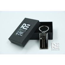 Acél téglalap kulcstartó - fekete