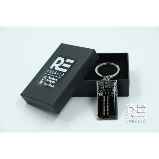 Acél téglalap kulcstartó - fekete