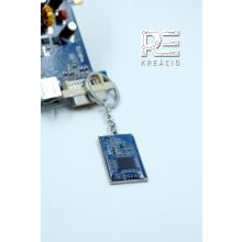 Acél téglalap kulcstartó - kék