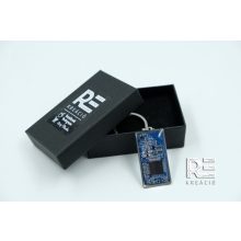 Acél téglalap kulcstartó - kék