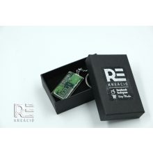 Acél téglalap kulcstartó - zöld