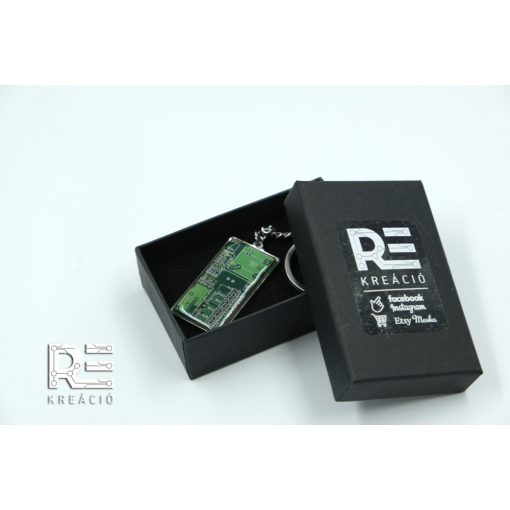 Acél téglalap kulcstartó - zöld